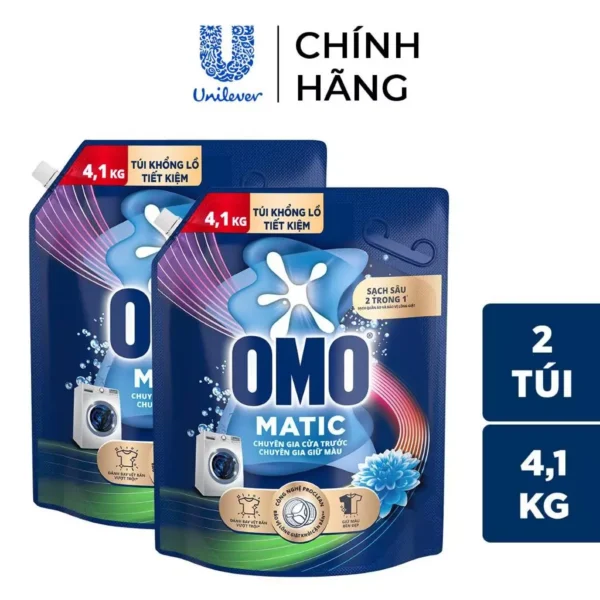 Combo 2 Túi Nước giặt OMO Matic Cửa trước 4,1kg/túi