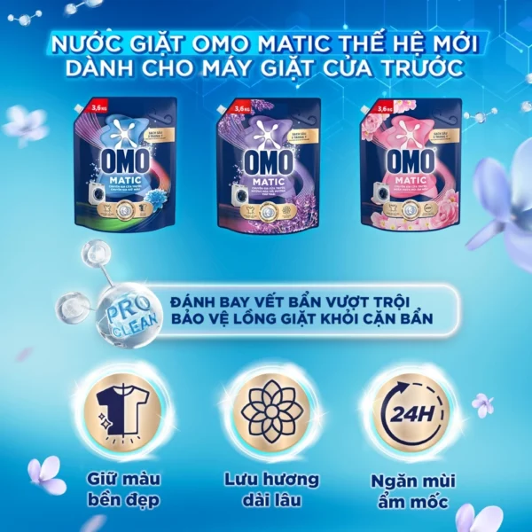 Combo 2 Túi Nước giặt OMO Matic Cửa trước 4,1kg/túi